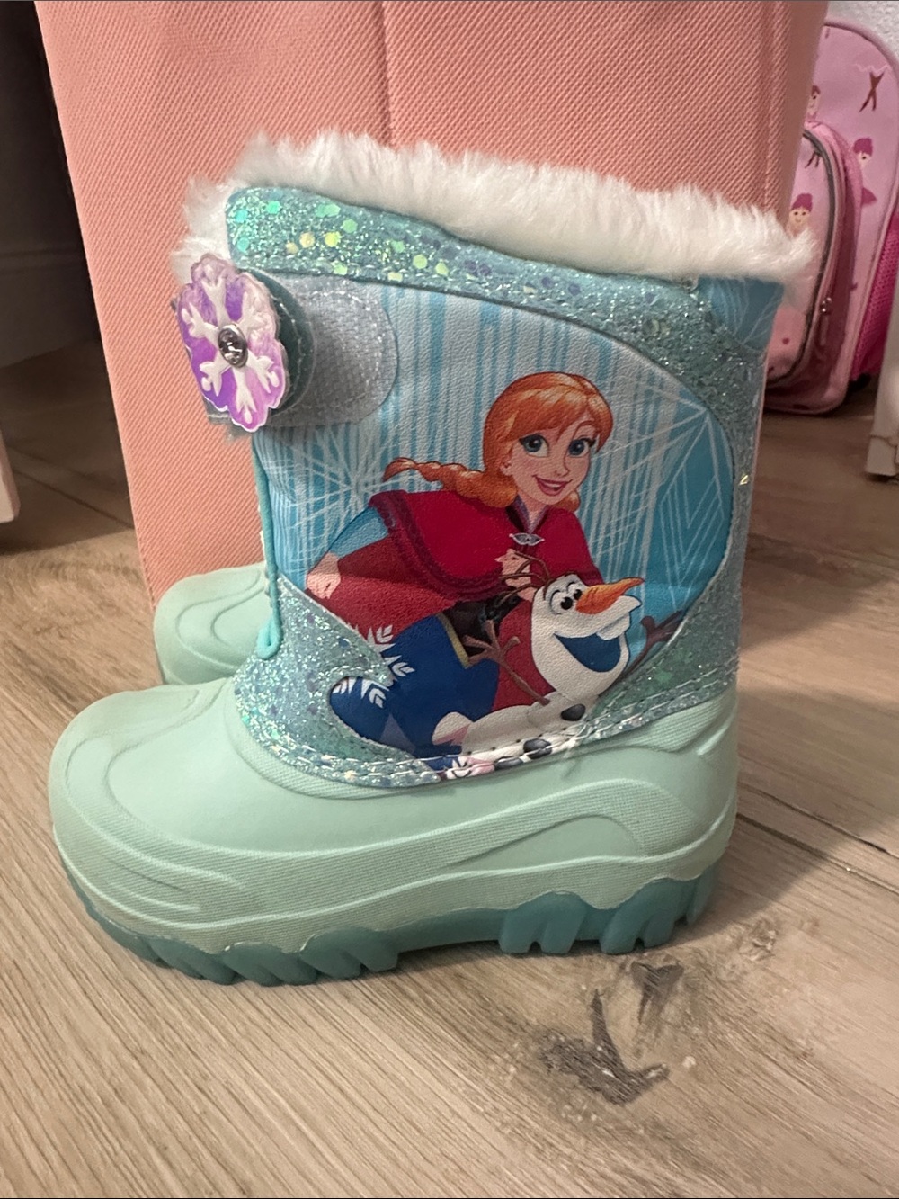 Disney Frozen Anna & Olaf Light Blue Girls Snow Boots